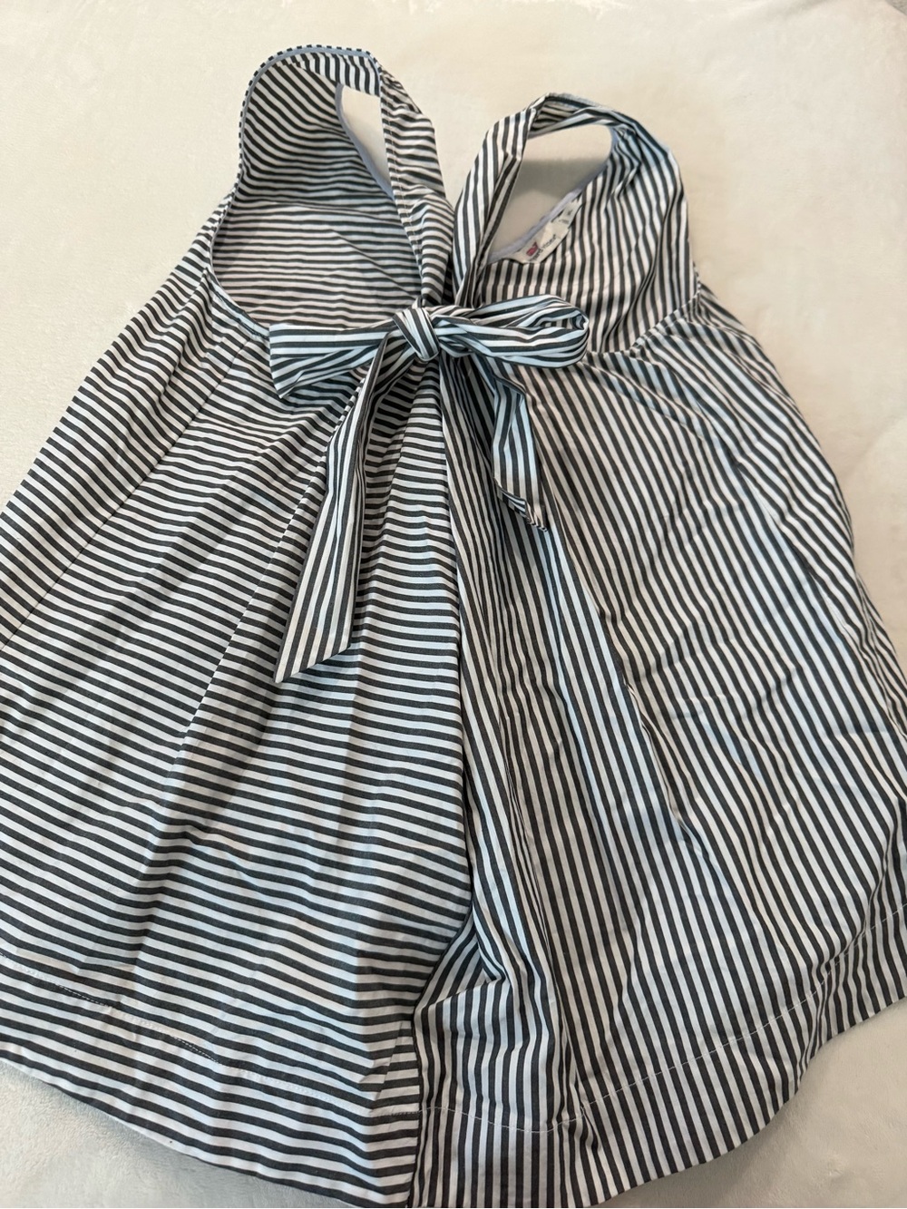 Vineyard vines Striped Bow-Front Sleeveless Top - Black & White e17